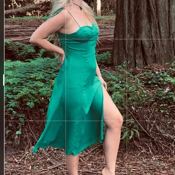 Dresses | Green Shoulder Tie Dress | Poshmark